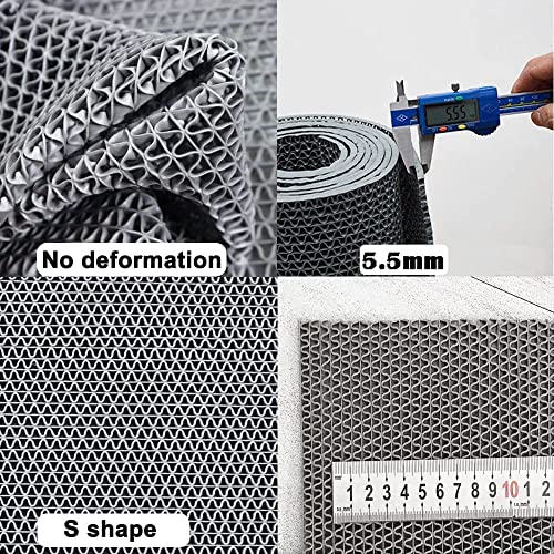 jxgzyy Commercial Drainage Mat PVC Non Slip Wet Area Commercial Floor Mat 3x16.4 Ft 0.22'' Thick Pool Drain Floor Mat Roll for Restaurant Bars Bathroom Patio Outdoor Indoor Rug (Grey) - color: Grey, size: 196.8"L x 36"W x 0.2"Th