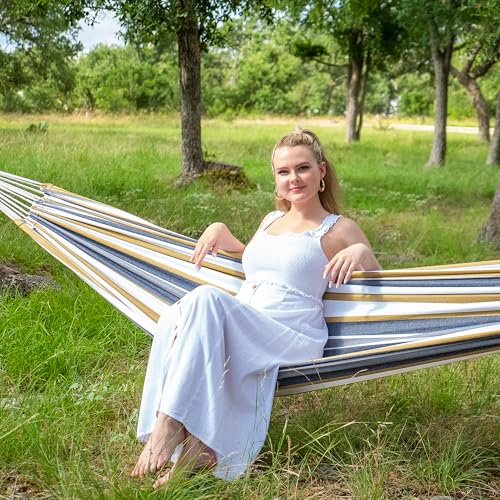 SUNCREAT Large Hammock for Tree, Outdoor Tree Fabric Hammock Only, Coffee Stripes - color: Coffee Stripes, size: X-Large