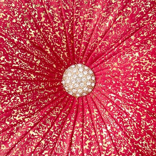 EUCIOR Round Throw Pillows,Pumpkin Pleated Handmade Throw Pillows,Red Throw Pillow Decorative Pillows for Home Decor Bedroom Living Room Couch Bed Sofa (Red) - color: Golden-red