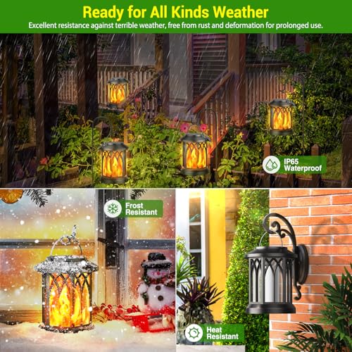 KOOPER 6 Pack Solar Lantern Outdoor Lights, Upgraded Flickering Flame Solar Lanterns Outdoor Waterproof, Auto ON/Off Lanterns Decorative Outdoor, Hanging Lantern for Yard Patio LawnTable Garden Decor - style: 6 Pack