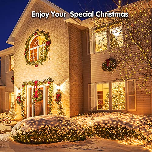 BlcTec Christmas Net Lights, 200 LED 8.4ft x 5.2ft Outdoor Christmas Lights with 8 Modes, Timer, Connectable, Waterproof Design for Trees, Bushes, Shrubs Outdoor Christmas Decorations, Warm White - color: Warm White, size: 200LED
