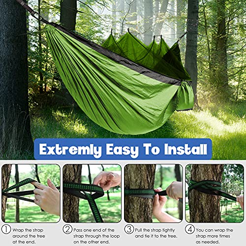 Gold Armour Camping Hammock - Camping Essentials, Double Hammock with Bug Net, Camping Gear Hammock for Outside, Hiking, and Travel (Lime Green & Gray) - color: Lime Green & Gray
