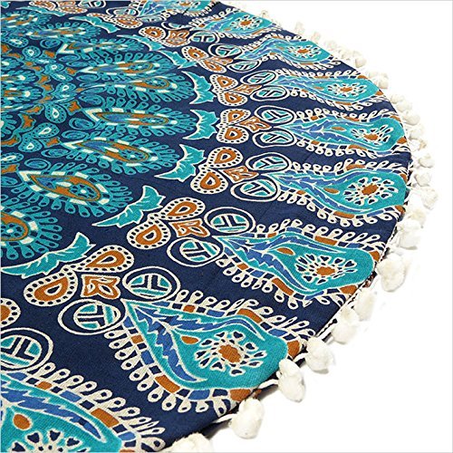 32" Peacock Mandala Bohemian Yoga Meditation Floor Pillow Cover Comfortable Home Car Bed Sofa Cushion Couch Seating Large Zipped Throw (32 inches, Blue Green) - color: Blue Green