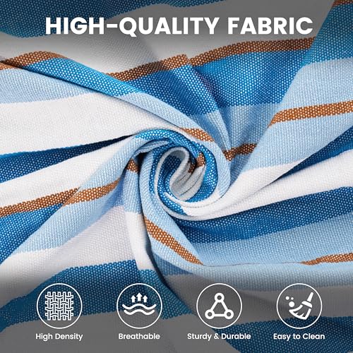 Lazy Daze Hammocks Cotton Fabric Spreader Bar Hammock and 10.5 Ft Wood Arc Hammock Stand Combo, for Indoor, Outdoor, Patio, Backyard, Blue and White - color: Blue and White