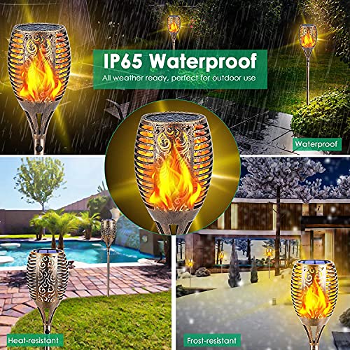 TomCare Solar Lights Outdoor 99 LED Higher & Larger Flickering Flame Solar Torch Lights 43" Decorative Waterproof Solar Powered Pathway Landscape Lighting for Garden Patio Yard, 4Pack (Bronze) - color: Bronze, size: Large - 4 Pack