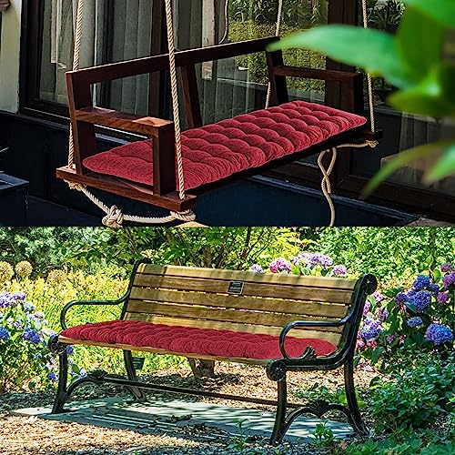 Lounge Chair Cushion Faux Linen Chaise Lounge Cushion with Ties Indoor Long Bench Cushion for Recliner Deck Chair Dormette Swing Bench 63 Inch Red - color: Red