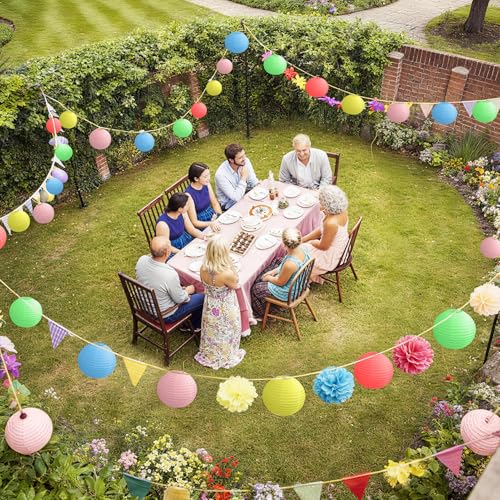 KNONEW 20 Pack 10" Multicolor Outdoor Silk Lanterns Decorative Party Waterprooof Chinese Hanging Round Lanterns for Weddings, Birthdays, Parties Decoration (No Light Bulbs Included) - color: Mixed colors, size: 20Pcs