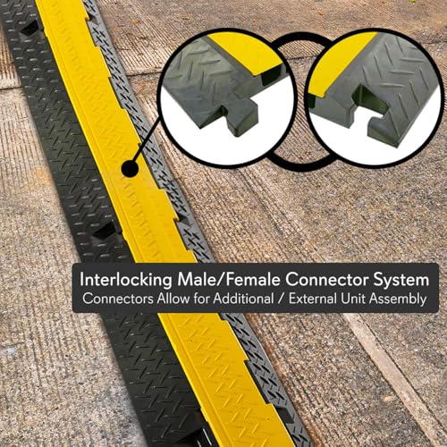 Pyle Durable Cable Protective Ramp Cover - Supports 33000lbs Three Channel Heavy Duty Cord Protection w/ Flip-Open Top Cover, 35.4” x 13.6” x 1.96” Cable Concealer for Indoor Outdoor Use PCBLCO105 - style: 1 Pack
