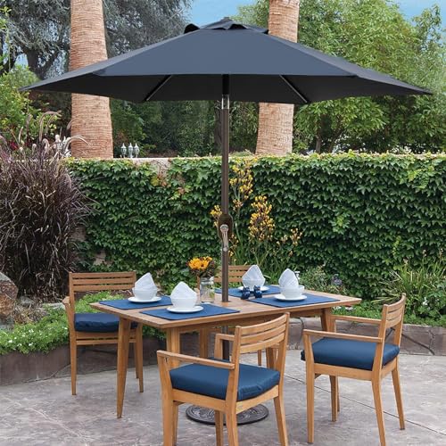 Blissun 7.5 ft Patio Umbrella, Yard Umbrella, Outdoor Market Umbrella with Push Button Tilt Crank (Black) - color: Black