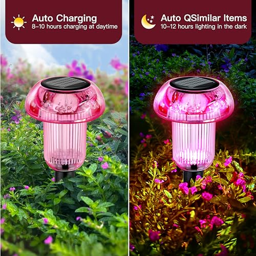Easter Solar Pathway Lights Outdoor Decorative 4 Pack, 4 color LED Mushroom Solar Lights Outdoor Waterproof Solar Powered Decor for Yard Driveway Patio, Valentines Day Halloween Christmas Garden Decor - color: 4-Pack Multi-colored