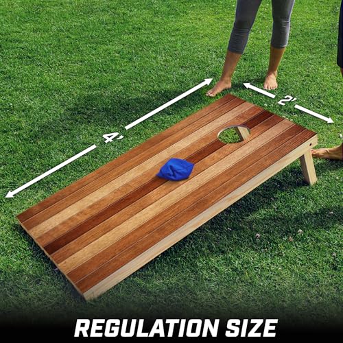 GoSports 4 x 2 ft Regulation Size Wood Cornhole Boards - 10 Vintage Wood Designs (Choose Your Style) - color: Red Oak