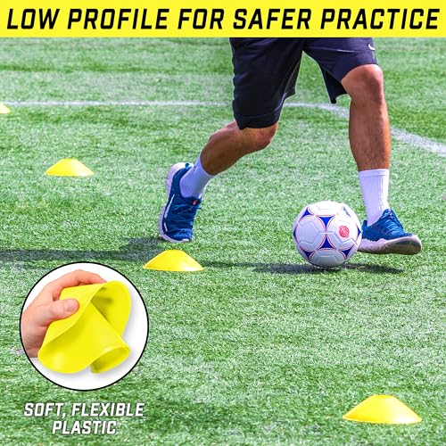 GoSports Premium Sports Cones for Agility Training and Drills - 20 Pack with Tote - Orange, Green, Pink, Yellow, or Red - color: Yellow