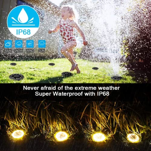 Solar Powered 2Pack, Waterproof LED Outdoor Disk Lights - Solar Garden Lights for Landscape, Pathway, Patio, Yard, Walkway, Lawn, Driveway (Warm White) - size: 2 Pack