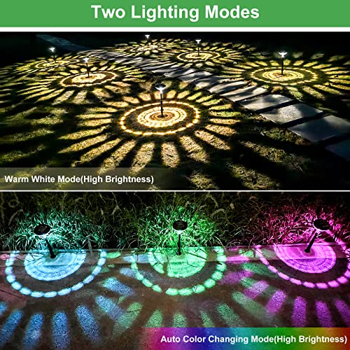 Nupostai 8 Pack Solar Pathway Lights, Multicolor & Warm White LED, IP67 Waterproof, Outdoor Garden Yard Lawn Landscape Decorative - size: 8 Pack