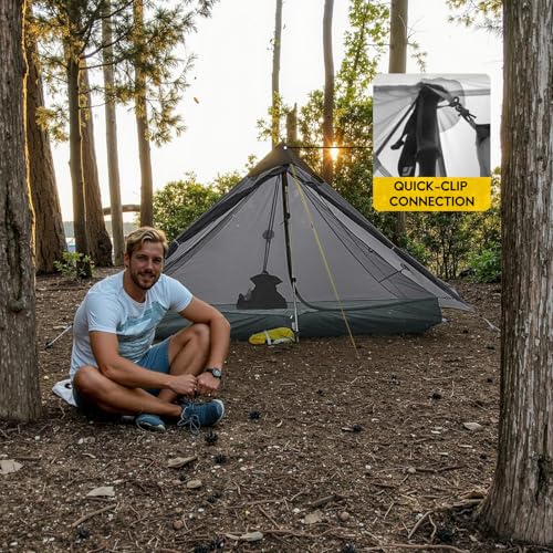 LANSHAN Ultralight Tent 3-Season Backpacking Tent for 1-Person or 2-Person Camping, Trekking, Kayaking, Climbing, Hiking - color: 1-person, dark grey