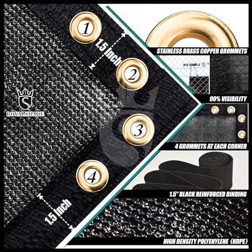 Royal Shade 6' x 50' Black Fence Privacy Screen Cover Windscreen with Heavy Duty Brass Grommets - Cable Zip Ties Include (We Make Custom Size) - color: Black, size: 0 6' x 5 0'