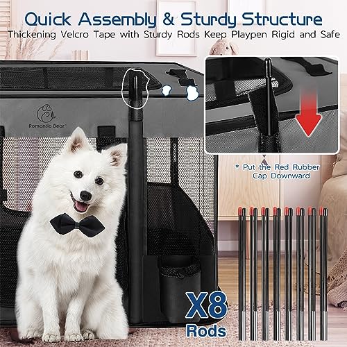 Dog Playpen,Pet Playpen,Foldable Puppy Cat Playpen,Portable Exercise Kennel Tent Crate,Water-Resistant Breathable Shade Cover,Indoor Outdoor Travel Camping Use for Small Animals with Carrying Case(M) - color: Grey, style: Medium (32"x24"x22")