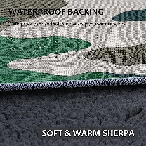 Tirrinia Large Waterproof Outdoor Blanket, Soft Warm Windproof Stadium Blanket with Sherpa Fleece and Foldable for Outdoor Sport, Baseball, Football, Beach, Concerts, Car - color: Camo, size: 59" x 79"