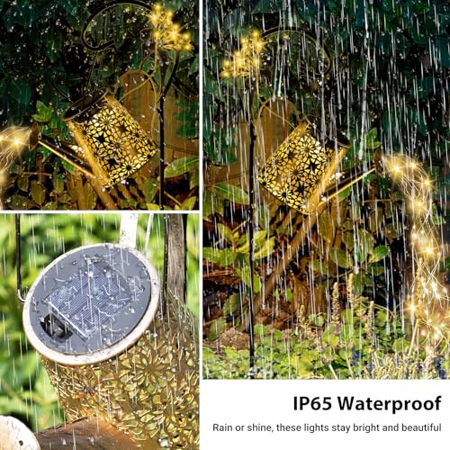 SRNPMIU Solar Watering Can Light, Solar Outdoor Decorative,Garden Decor Lights for Yard, IP65 Waterproof Hanging Lantern Landscape Lights, Garden Gifts for Mom, Grandma Women Birthday - color: Yellow