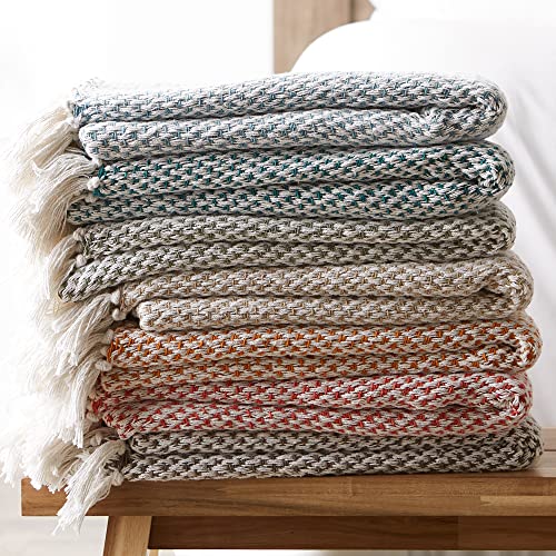 DII Woven Throw Collection 100% Cotton, Basketweave, 50x60, Stone - color: Stone, size: 50x60"