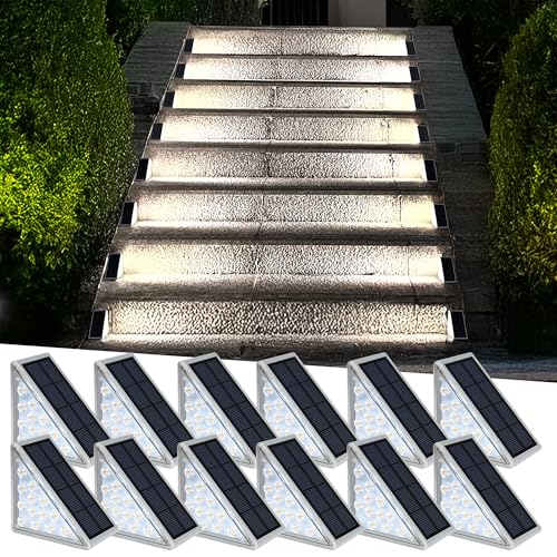 AUDLES Solar Step Lights - Waterproof Outdoor Decor, IP67 Solar Lights for Yard, Patio, Garden, Walkways, Front Door, Pathway, Driveway (12) - color: Cool White, size: 12 Pack