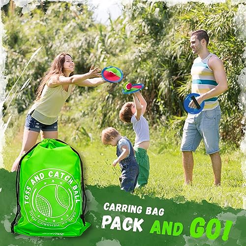 Toss and Catch Ball Set, Outdoor Games, Beach/Backyard/Lawn Games, Paddle Ball and Catch Game, Gifts for Kids/Adults/Family (6 Paddles, 4 Balls/Catching Gloves/Carrying Bag)
