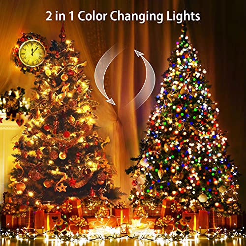 JMEXSUSS 600 LED Color Changing String Lights Plug in, 168FT Warm White & Multicolor Christmas Lights with Remote, Christmas String Lights Outdoor Waterproof Clear Wire for Tree Xmas Decor - color: Warm White to Multicolor, size: 600 LED
