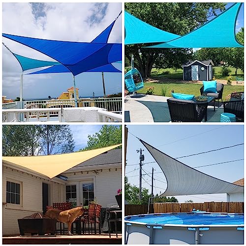 Patio Paradise 3' x 3' x 3' Sun Shade Sail Triangle Canopy Shade Cloth Fabric Sunlight Block Patio Pergola Cover HDPE Deck Awning for Outdoor Backyard Roof Shading, Turquoise - color: Turquoise, size: 3' x 3' x 3'