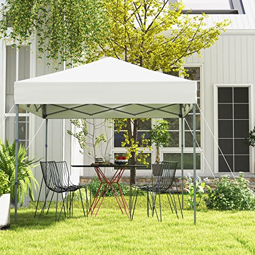 Tangkula 6.6x6.6 Ft Pop Up Canopy, 1 Person Instant Setup Portable Canopy Tent with Center Lock, UPF 50+ Sun Protection, 8 Stakes, 4 Ropes, Carrying Bag - color: White, size: 6.6x6.6FT