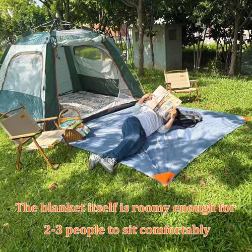 Beach Blanket Waterproof Sandproof Beach Mat 79" X 83" / 7' X 7' for 1-4 Adults Quick Drying Outdoor Picnic Mat Beach Accessories for Travel, Camping, Hiking - color: Gray/Green, size: 78"*83" / 6.56ft×6.89ft