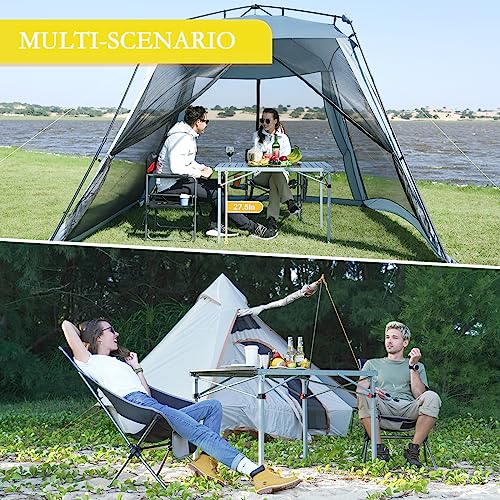 KingCamp Aluminum Folding Camp Table - Lightweight, Portable, Roll Up for Outdoor Camping, Picnic, Barbecue - color: Silver/Black_42.1"x27.6",4-6 Persom