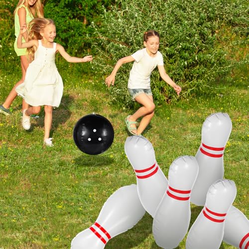 Giant Inflatable Bowling Set，One 15 Inches Ball with Six 23 Inches Pins
