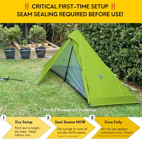 LANSHAN Ultralight Tent 3-Season Backpacking Tent for 1-Person or 2-Person Camping, Trekking, Kayaking, Climbing, Hiking - color: Pro 1-person, green