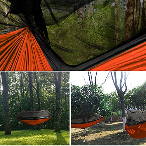 Gold Armour Camping Hammock - Camping Essentials, Double Hammock with Bug Net, Camping Gear Hammock for Outside, Hiking, and Travel (Orange & Black) - color: Orange & Black