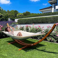 ECOTOUGE 13 FT Hammock with Stand, Heavy Duty Hammock Stand, 2 Person Heavy Large Hammock Bed for Porch, Patio, Balcony, Garden, Backyard, Load 550lbs 550LBS, White-Yellow - size: 13FT
