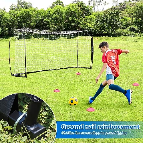 Storgem Soccer Goal,Soccer Net,Soccer Goals for Backyard,with Bow Frame,Collapsible Metal Base and 15 Training Cones - style: 8x6Ft