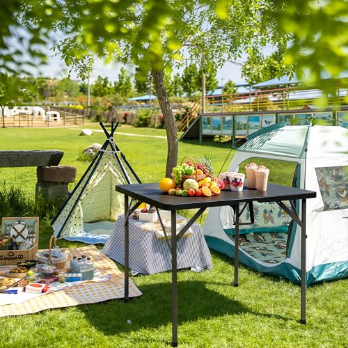 BestOffice Outdoor 34" Folding Card Table Plastic Table Portable Square Height Dining Table Perfect for Picnics,Parties,Party and Camping, Black - color: Black, size: 34"