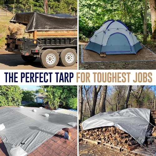 (2 Pack) 12x12 Heavy Duty Tarp, 10 Mil Thick, Waterproof, Tear & Fade Resistant, High Durability, UV Treated, Grommets Every 18 Inches. (Silver/Brown - Reversible) (12 x 12 Feet) - size: 12x12 - 2 Pack