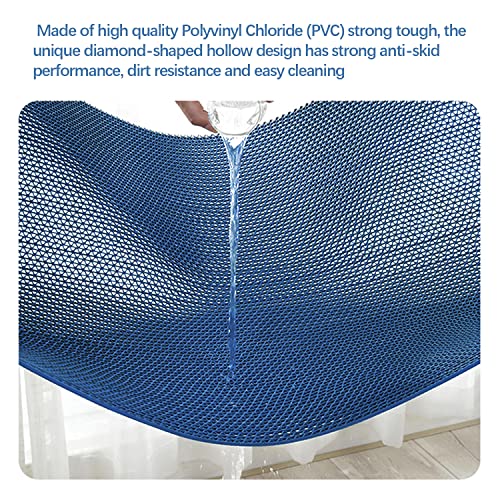 MYOYAY Drainage Non Slip Mat 3x10 Ft Commercial Floor Mat 0.22'' Thick PVC Drainage Mat Bathroom Pool Floor Rug Mesh Big Hollow Door Mats Roll for Swimming Restaurant Kitchen Bars Patio Wet Area, Blue