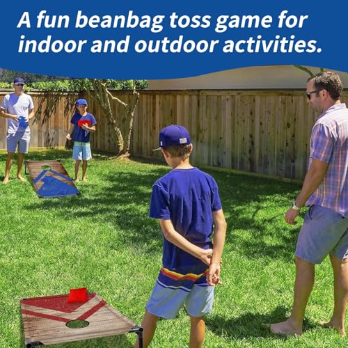 NZQXJXZ 3x2 ft Cornhole Board Set with 8 Bean Bags and Carrying Bag, Outdoor Toss Game Set for Kids and Adults, Portable Corn Hole Sets for Beach Lawn Backyard - color: Brown Blue Red