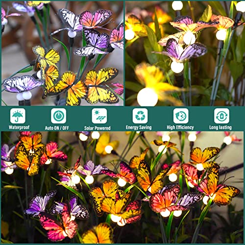 TONULAX Solar Garden Lights - 10 Pack Swaying Butterfly Light, Swaying in The Wind, Solar Outdoor Lights, Yard Patio Pathway Decoration, High Flexibility Iron Wire & Realistic Butterflies(10 Pack) - size: 10 Pack