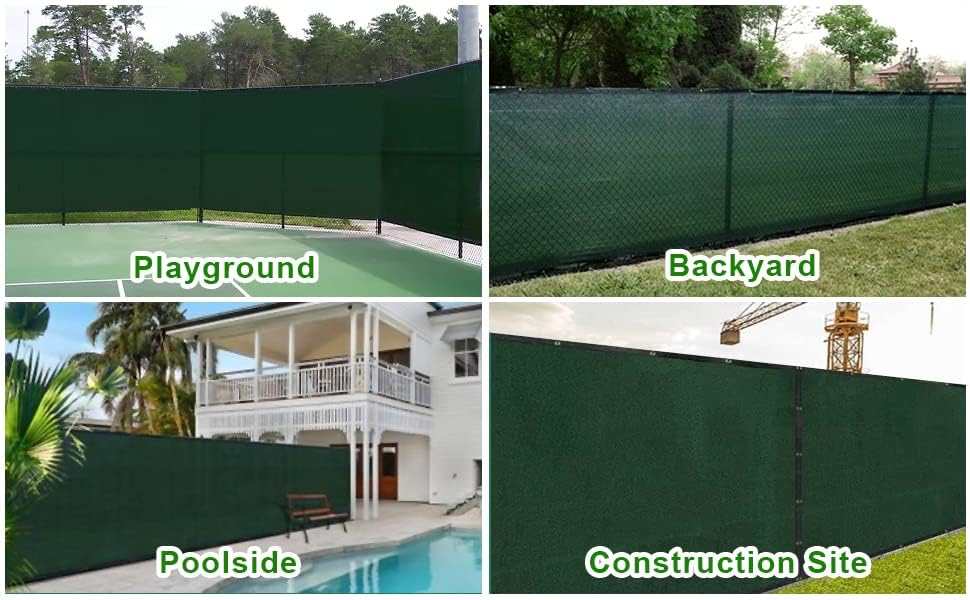 Privacy Fence Screen,with Gloves, 5X50FT Heavy Duty 220GSM 98% Blockage Privacy Screen Fence for Outdoor Wall Garden Yard Backyard (Dark Green) - color: Green, size: 5x50 Ft