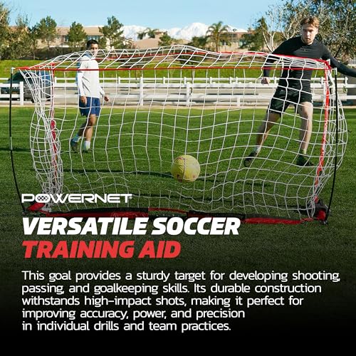 PowerNet Soccer Goal for Backyard, 3Mx2M / 6x4 / 8x4 / 12x6 / 14x7 /18.5x6.5 / 21x7 / 24 x 8 Portable Soccer Net, Sports & Outdoors Training Equipment, Quick Setup 1 Goal & Zipper Storage Bag - style: 6 x 4 FT