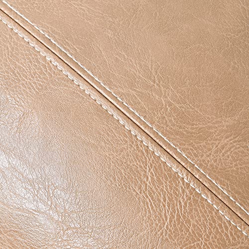 Fancy Homi 2 Packs Tan Lumbar Waterproof Faux Leather Decorative Throw Pillow Covers 12x20 Inch for Outdoor Couch Bed, Beige Hand Stitched Cushion Case 30x50 cm, Taupe Modern Farmhouse Home Decor - color: Tan, size: 20" x 12" (Pack of 2)