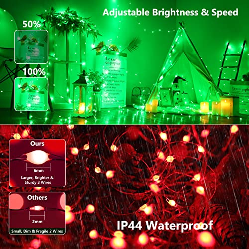 BrizLabs Fairy String Lights - 2 Pack 66ft 200 LED Color Changing Fairy Lights with Remote, Plugin Red White Blue Twinkle Light Rainbow Firefly Starry Light for Xmas Tree Halloween July 4th Easter - color: 2 Pack 200 LED Adapter