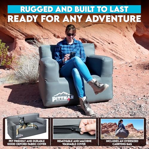Pittman - Inflatable Chair for Camping with Built in Pump - Portable Inflatable Couch for Adults Holds 350lb's - Blow Up Chair for Movie Nights, Outdoor Blow up Furniture or Air Sofa for Camping - size: Chair