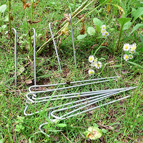 9 Inch Tent Stake Yard Inflatable Stakes Metal Tent Pegs Heavy Duty Ground Stake Fence Hooks Camping Spikes for Canopies, Tarp and Outdoor Christmas Decorations (30)