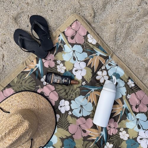 Little Unicorn 5'x7' Outdoor Family Picnic & Beach Blanket | Durable & Water-Resistant Fabric | Compact Fold & Easily Wipes Clean | Zipper Pocket (Hibiscus) - color: Hibiscus, size: 5 x 7