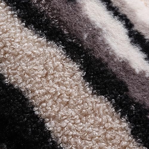Black White Fluffy Throw Pillow Covers 18x18 Faux Fur Boucle Decorative Accent Cushion Cases Sherpa Neutral Fuzzy Plush Indoor Winter Decorations Home Decor for Couch Livingroom Bed Sofa, Set of 2 - color: Black, size: 18" x 18" (Pack of 2)