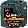 Xpose Safety Heavy Duty Green Mesh Tarp 4' x 10' (8-Pack) – 70% Sunblock Shade Cloth with Grommets for Garden, Fence, Privacy Screen, Canopies, Dump Trucks, Pool Cover – Tear & Weather Resistant - color: Green, size: 4' X 10' (8-pack)